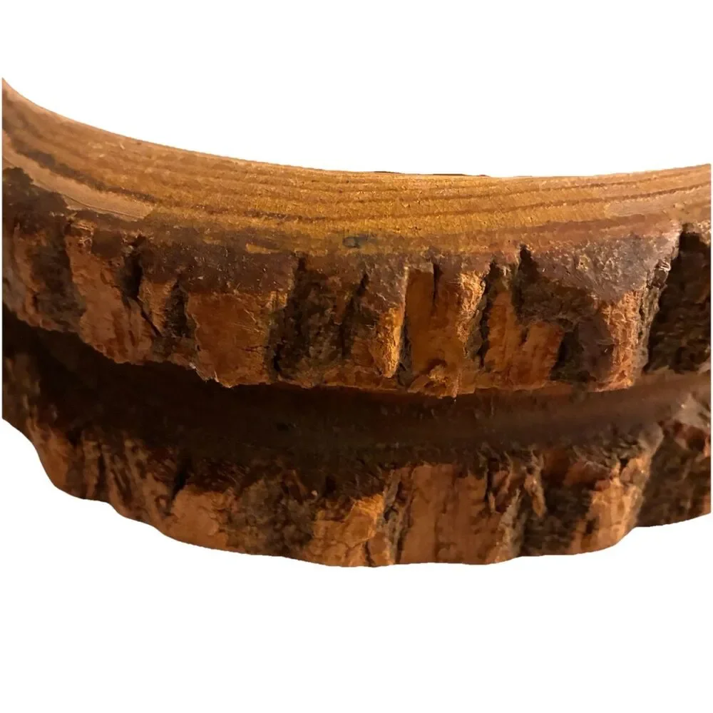 Vintage Live Edge Wood Nut Bowl With Metal Cracker With Built In Tool Holder 9”